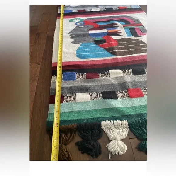 Wool Woven Multicoloured Tapestry Rug - Picture 3 of 11